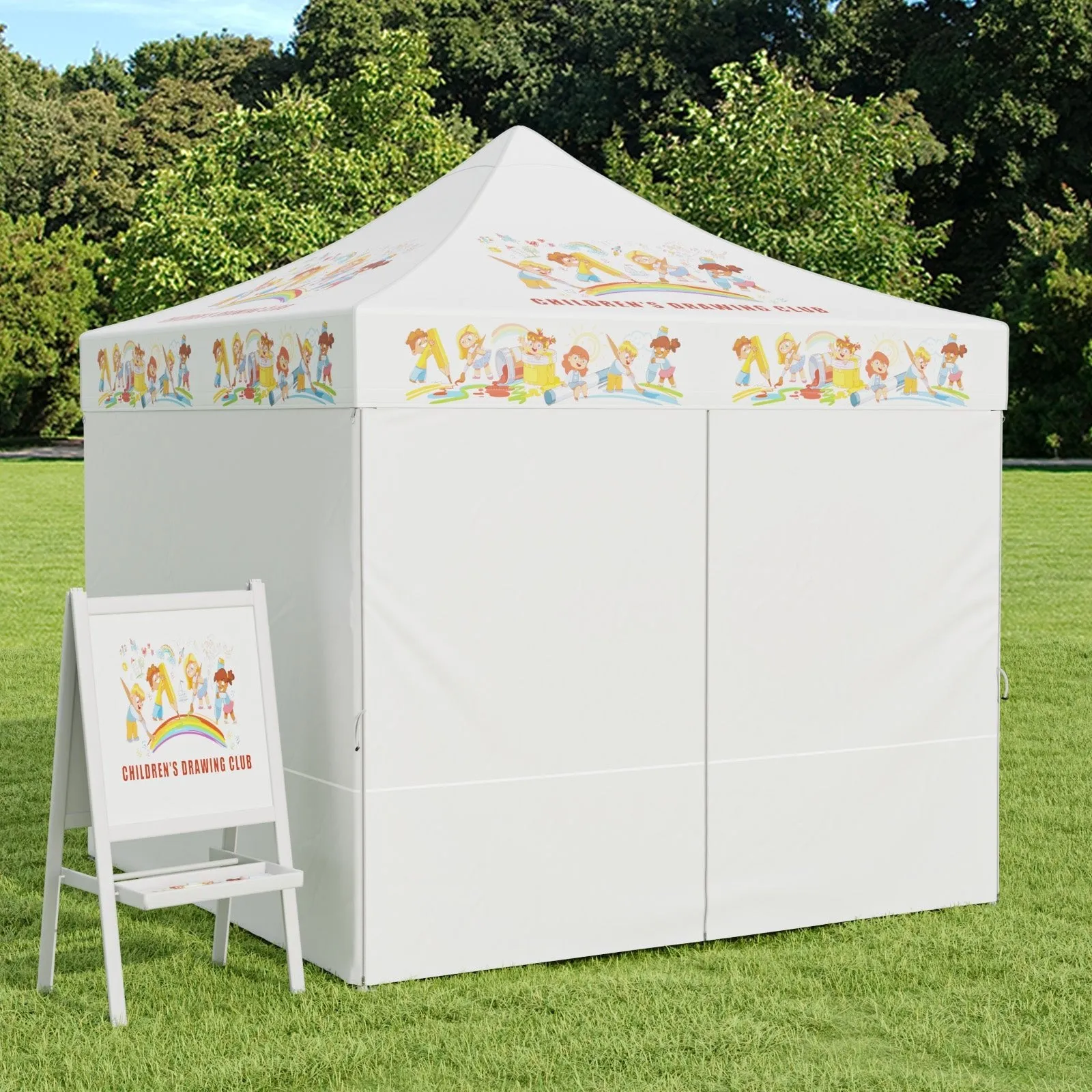 4-Piece Sunwall/Sidewalls for 10x10 ft Aluminum Custom Canopy Only, Includes 3 Sidewalls and 1 Entry Wall, Pack of 4, White