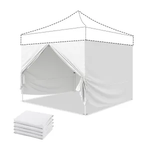4-Piece Sunwall/Sidewalls for 10x10 ft Aluminum Custom Canopy Only, Includes 3 Sidewalls and 1 Entry Wall, Pack of 4, White