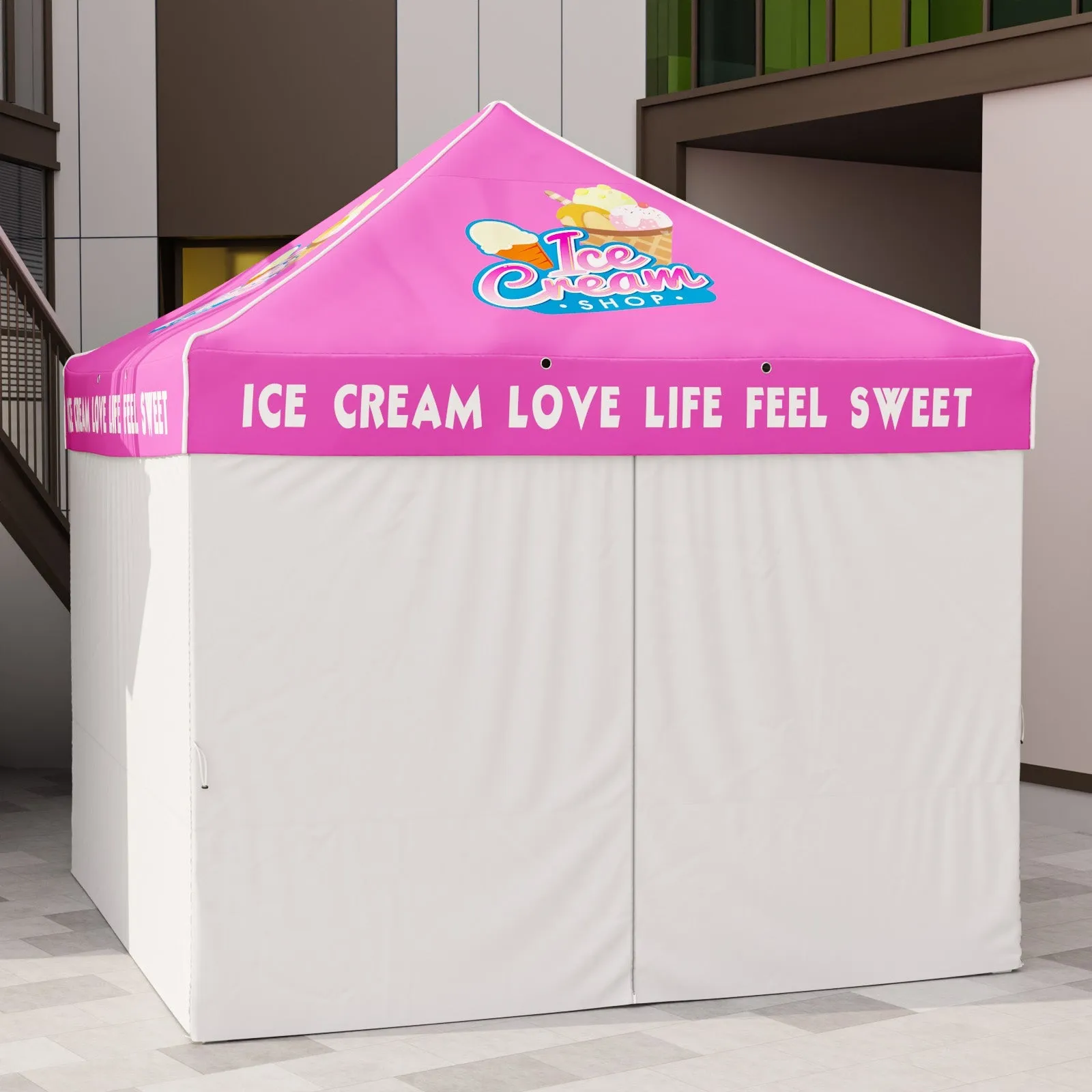 4-Piece Sunwall/Sidewalls for 10x10 ft Steel Commercial Custom Canopy Only,  Includes 3 Sidewalls and 1 Entry Wall, Pack of 4, White