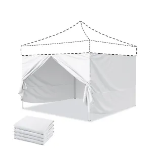 4-Piece Sunwall/Sidewalls for 10x10 ft Steel Commercial Custom Canopy Only,  Includes 3 Sidewalls and 1 Entry Wall, Pack of 4, White