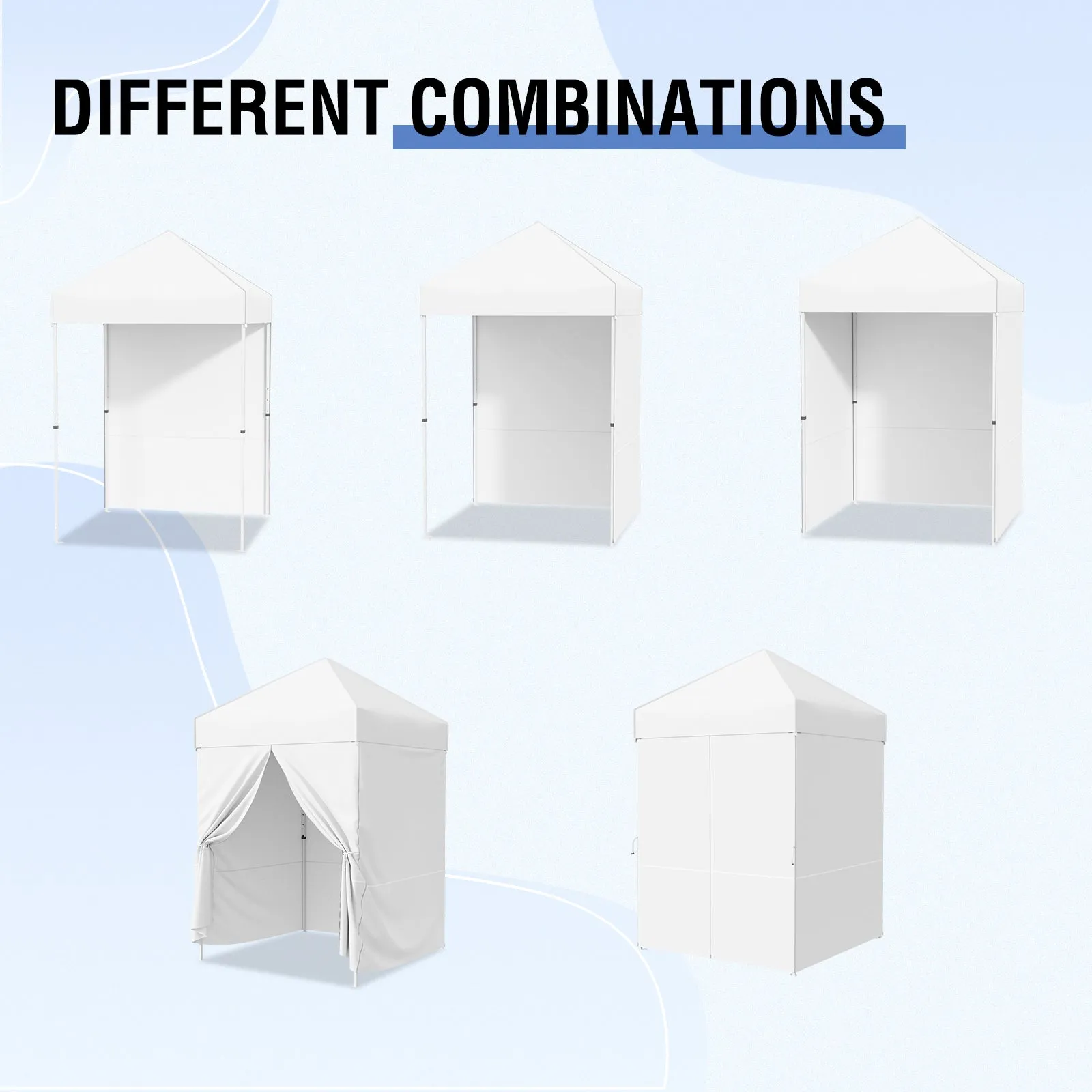 4-Piece Sunwall/Sidewalls for 5x5 ft Steel Custom Canopy Only, Includes 3 Sidewalls and 1 Entry Wall, Pack of 4, White