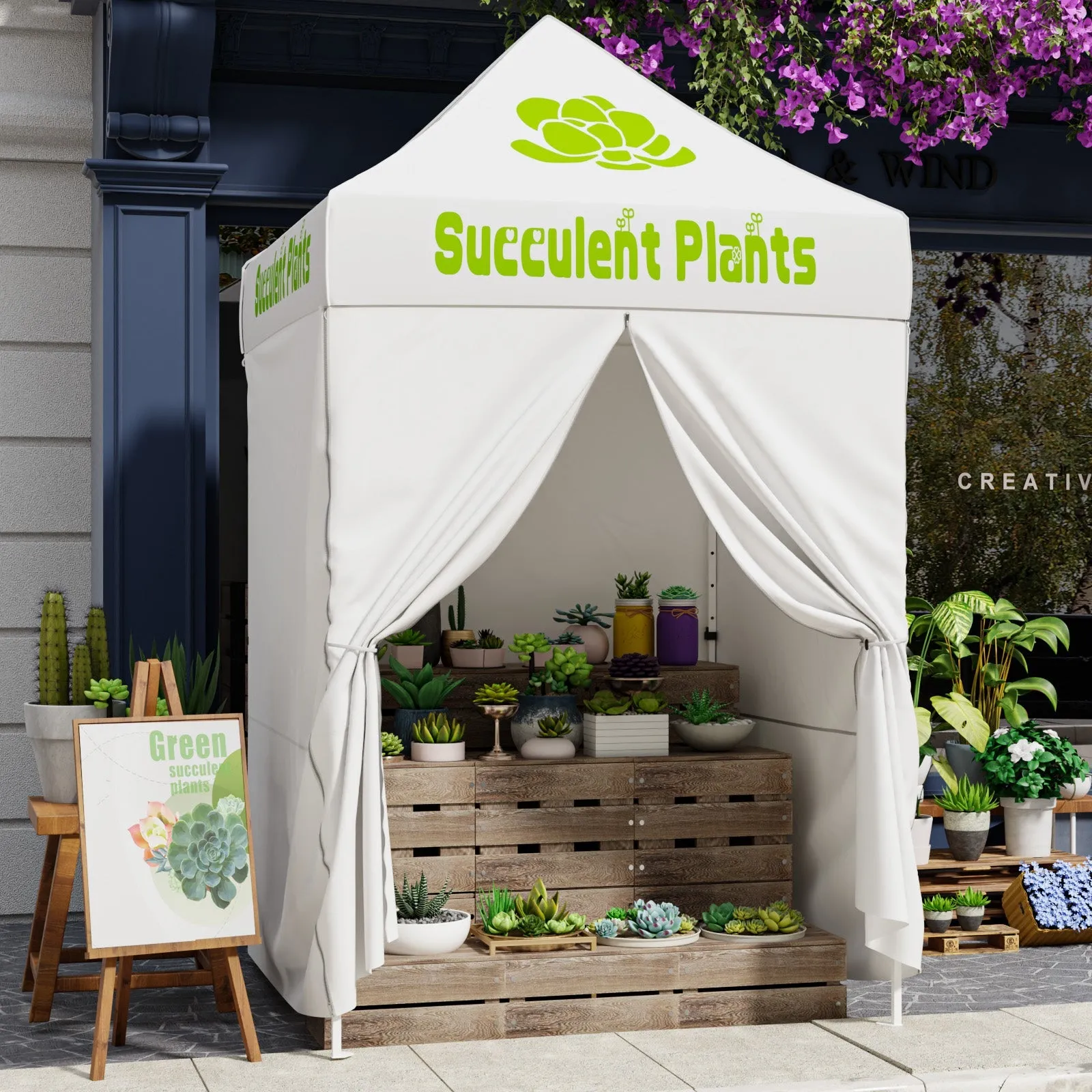 4-Piece Sunwall/Sidewalls for 5x5 ft Steel Custom Canopy Only, Includes 3 Sidewalls and 1 Entry Wall, Pack of 4, White