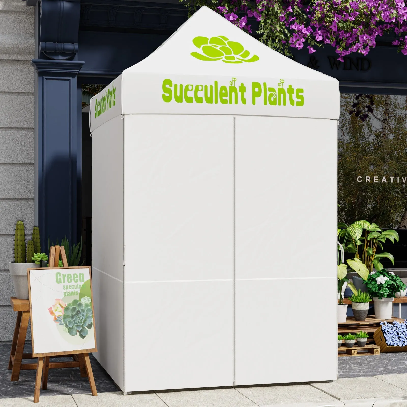4-Piece Sunwall/Sidewalls for 5x5 ft Steel Custom Canopy Only, Includes 3 Sidewalls and 1 Entry Wall, Pack of 4, White