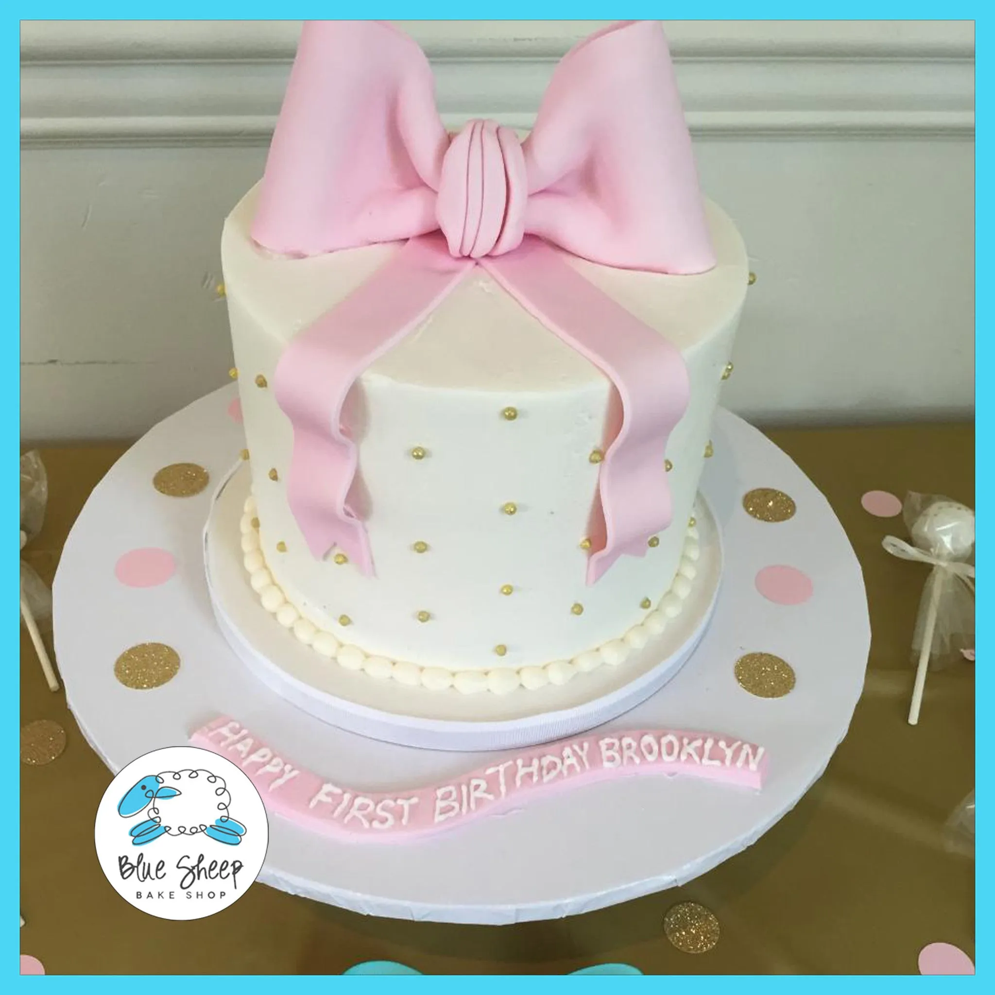 Brooklyn's Pink and Gold Buttercream 1st Birthday Cake