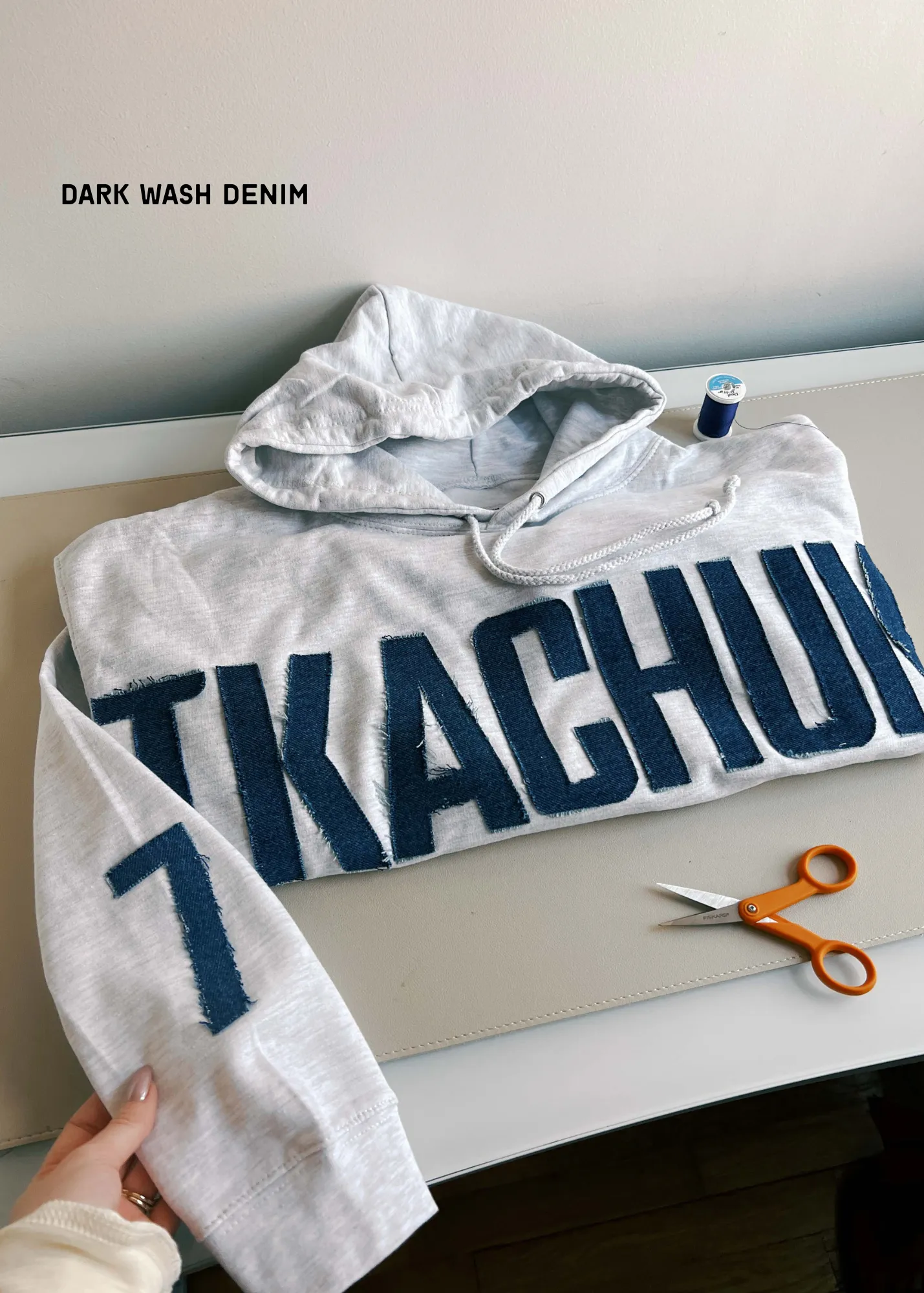 Custom Adult Denim Name/Number Patchwork Sweatshirt