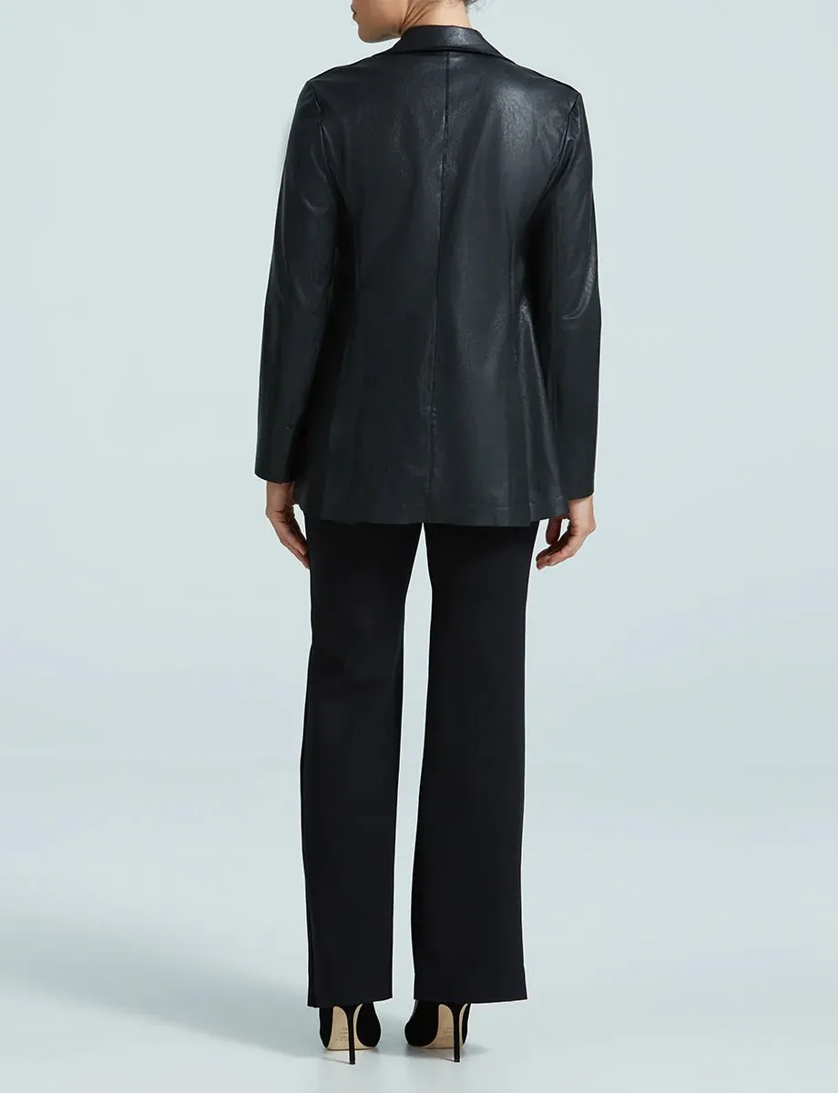 Faux Leather Double Breasted Jacket
