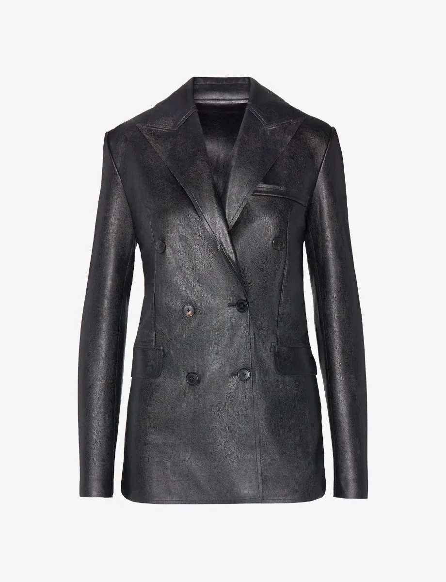 Faux Leather Double Breasted Jacket
