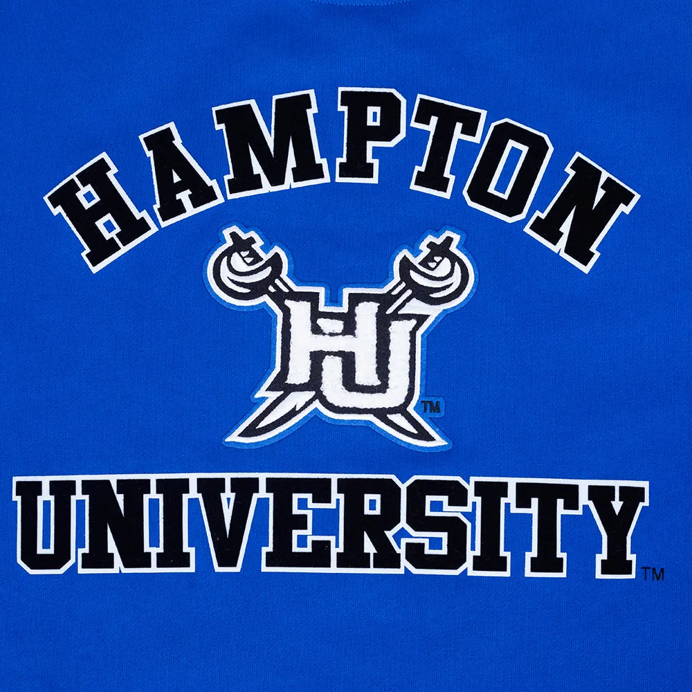 HAMPTON UNIVERSITY CLASSIC MEN'S STACKED LOGO FLEECE CREWNECK (ROYAL BLUE)