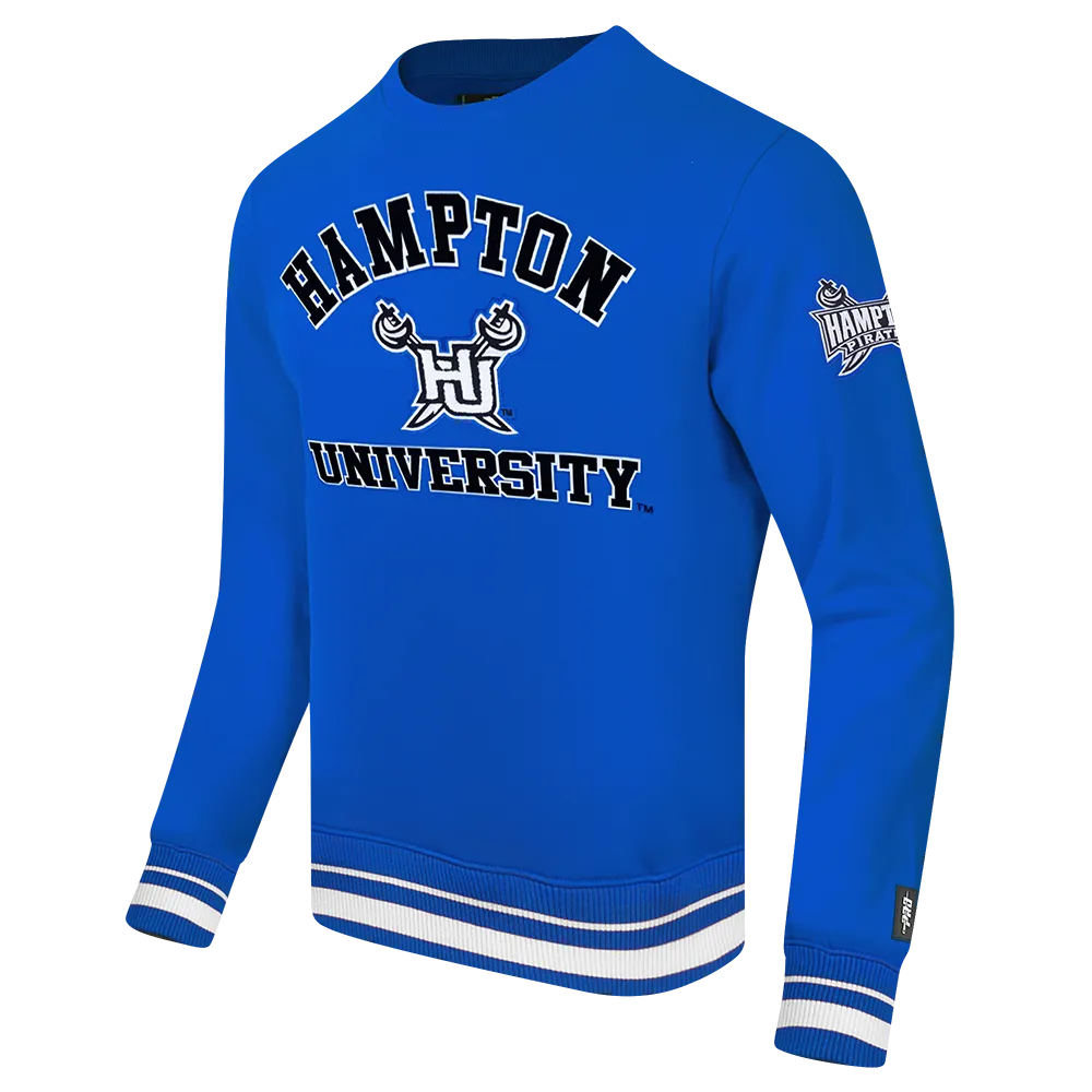 HAMPTON UNIVERSITY CLASSIC MEN'S STACKED LOGO FLEECE CREWNECK (ROYAL BLUE)