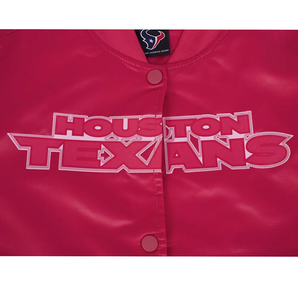 HOUSTON TEXANS CLASSIC TRIPLE PINK WOMEN'S SATIN JACKET (BEETROOT PURPLE)