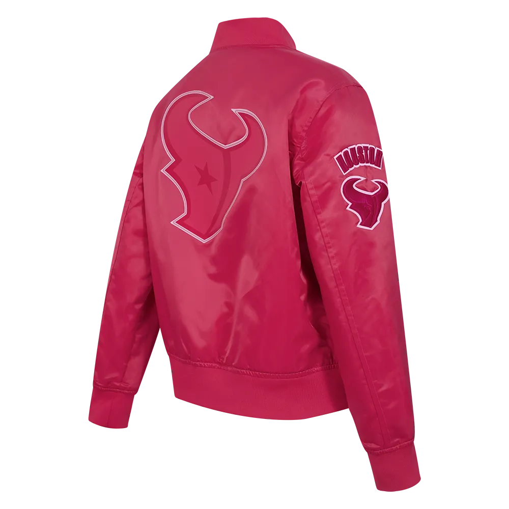 HOUSTON TEXANS CLASSIC TRIPLE PINK WOMEN'S SATIN JACKET (BEETROOT PURPLE)