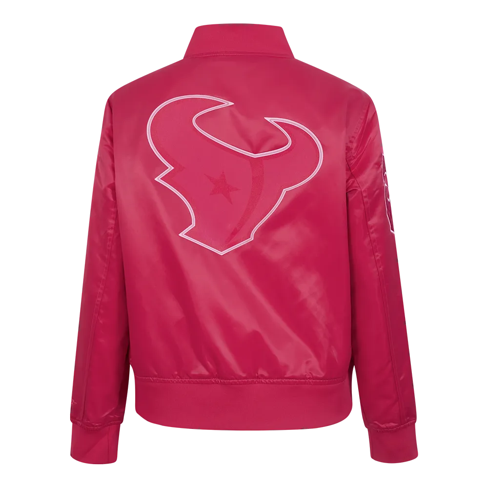 HOUSTON TEXANS CLASSIC TRIPLE PINK WOMEN'S SATIN JACKET (BEETROOT PURPLE)