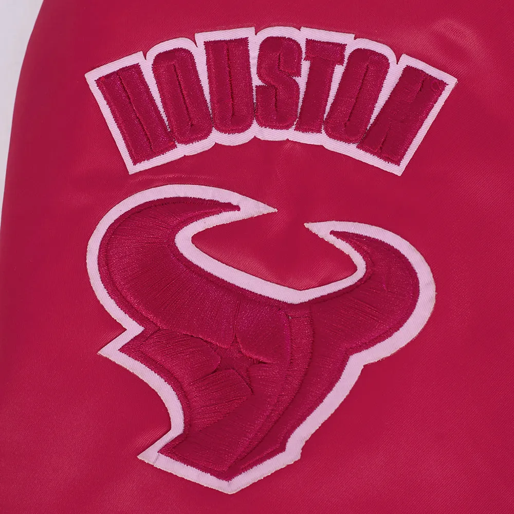 HOUSTON TEXANS CLASSIC TRIPLE PINK WOMEN'S SATIN JACKET (BEETROOT PURPLE)