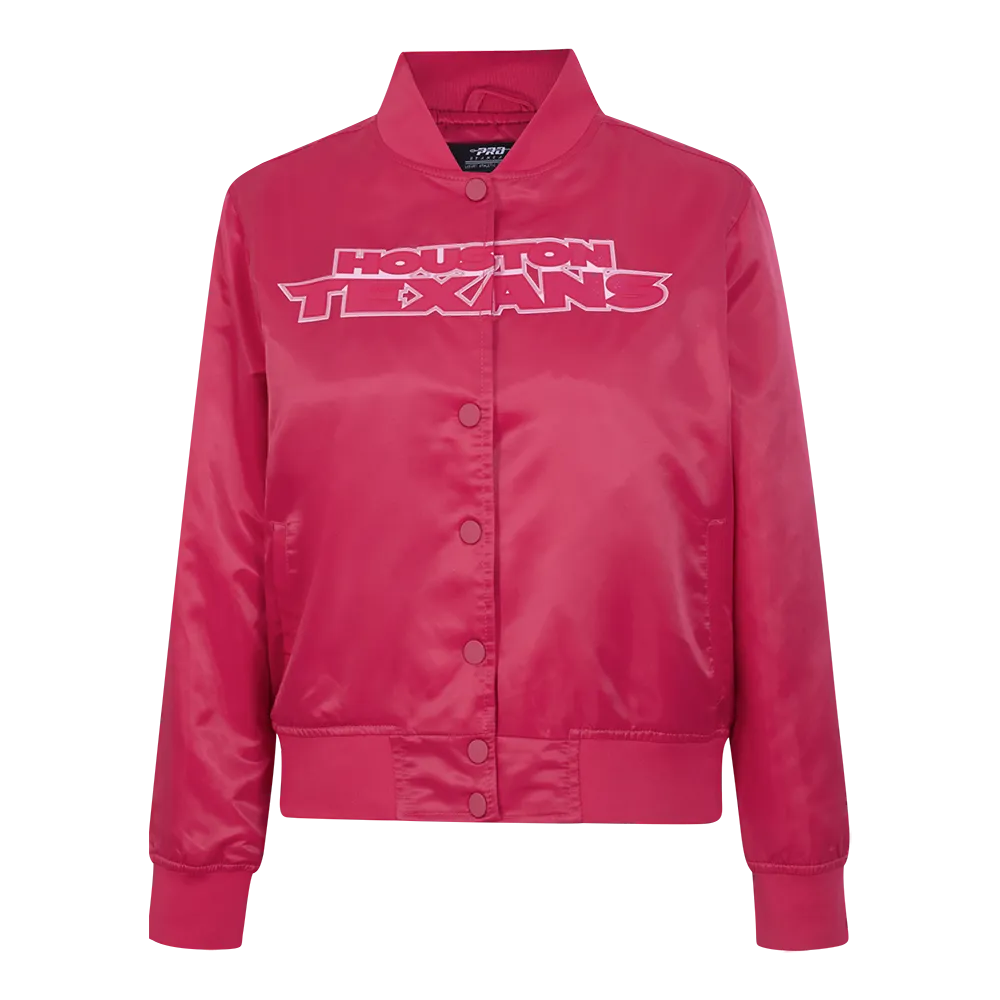 HOUSTON TEXANS CLASSIC TRIPLE PINK WOMEN'S SATIN JACKET (BEETROOT PURPLE)