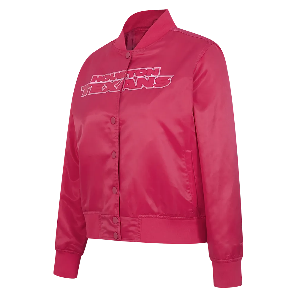 HOUSTON TEXANS CLASSIC TRIPLE PINK WOMEN'S SATIN JACKET (BEETROOT PURPLE)