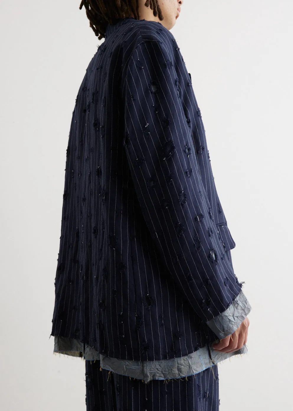 Jimon Pinstripe Holes Blazer