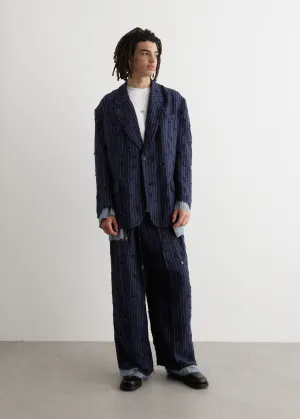 Jimon Pinstripe Holes Blazer