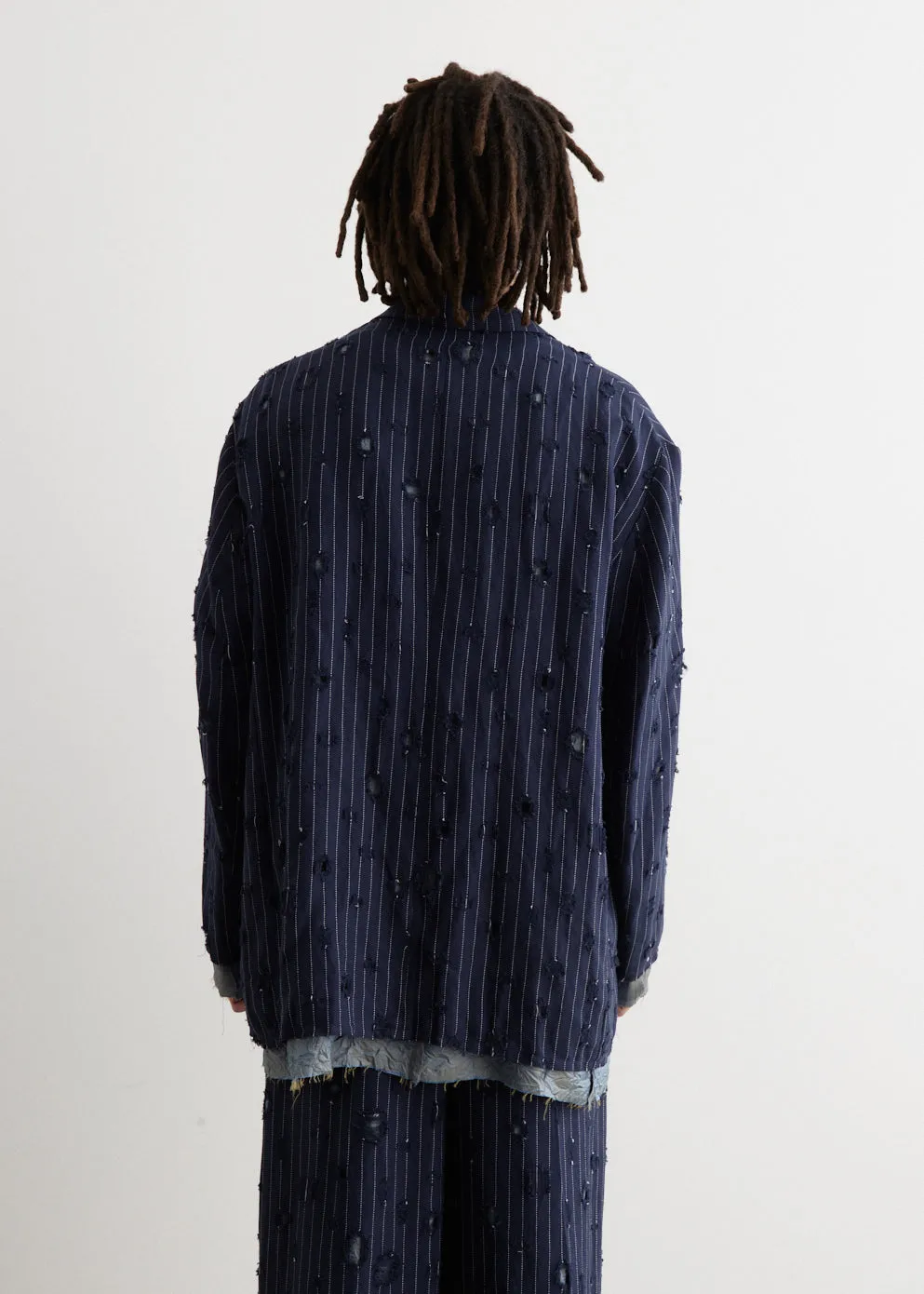 Jimon Pinstripe Holes Blazer