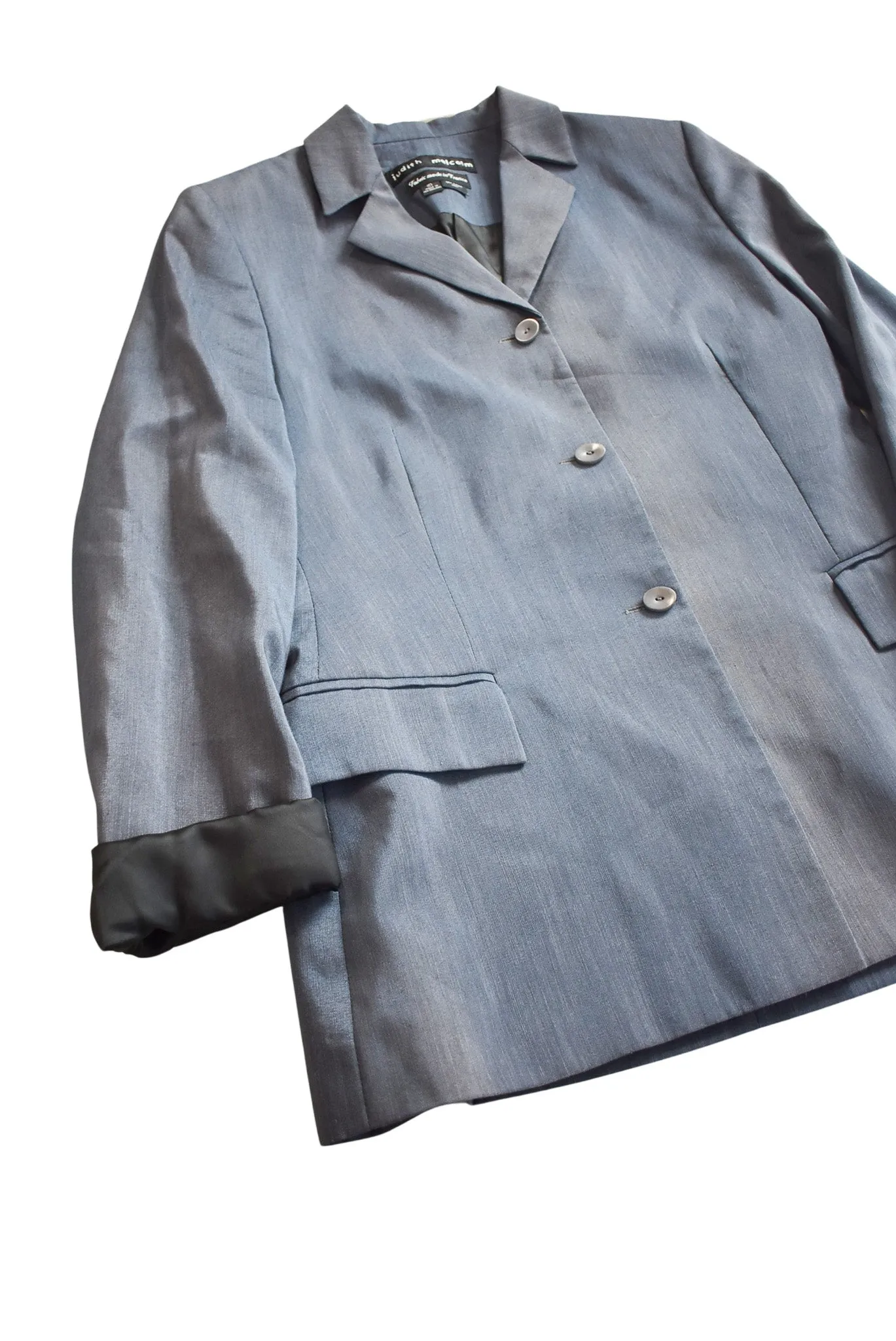Judith Malcolm NZ made metallic blue blazer, 10