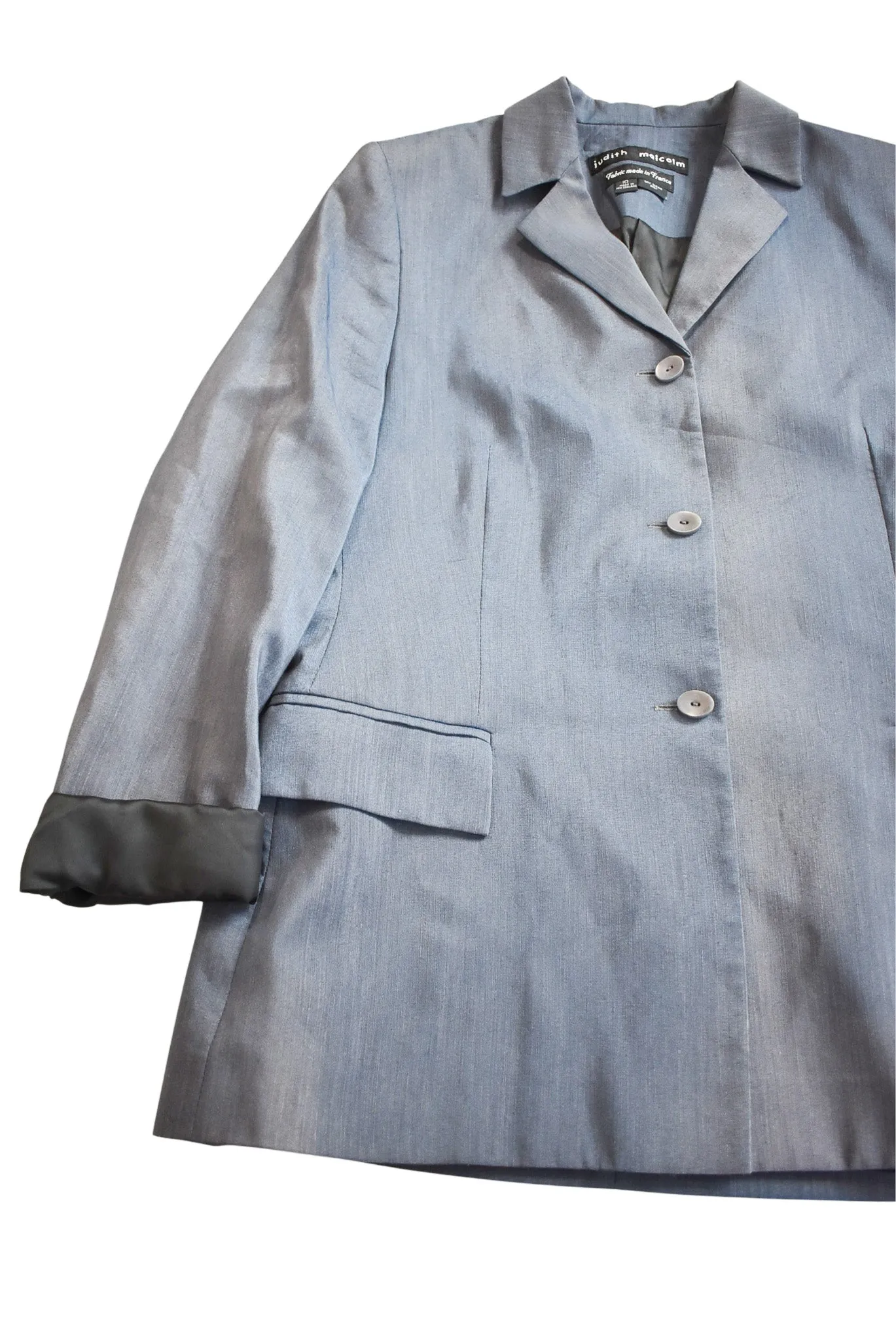 Judith Malcolm NZ made metallic blue blazer, 10