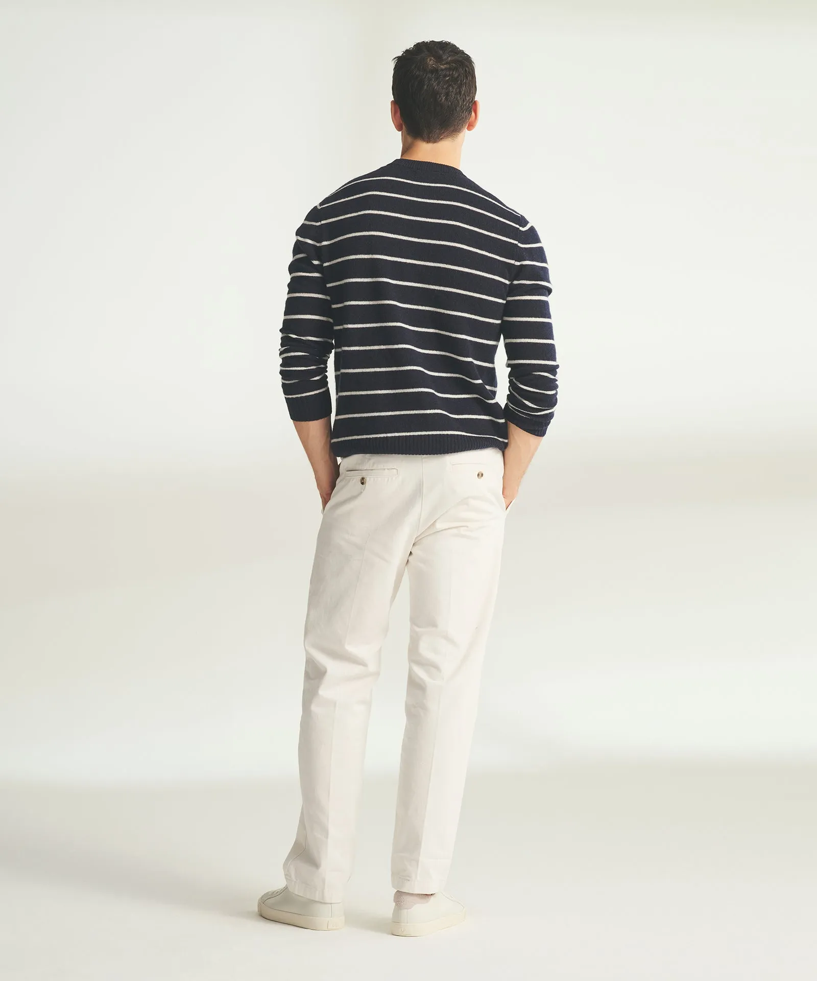 Lightweight Cashmere Striped Crewneck