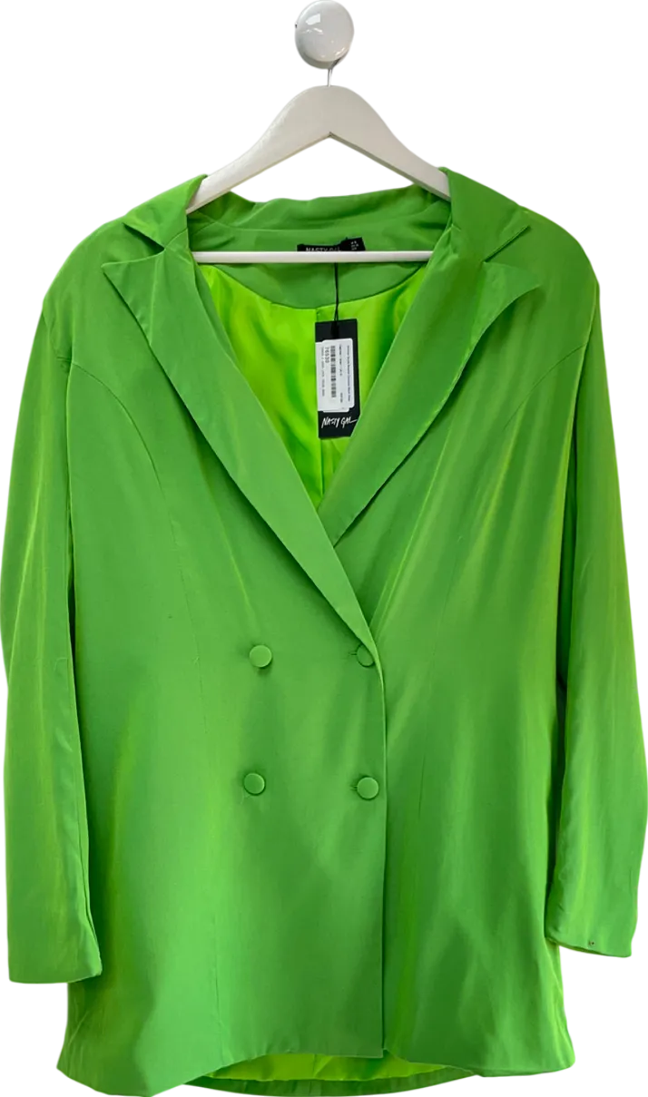 Nasty Gal Green Shimmer Double Breasted Oversized Blazer Dress UK 10