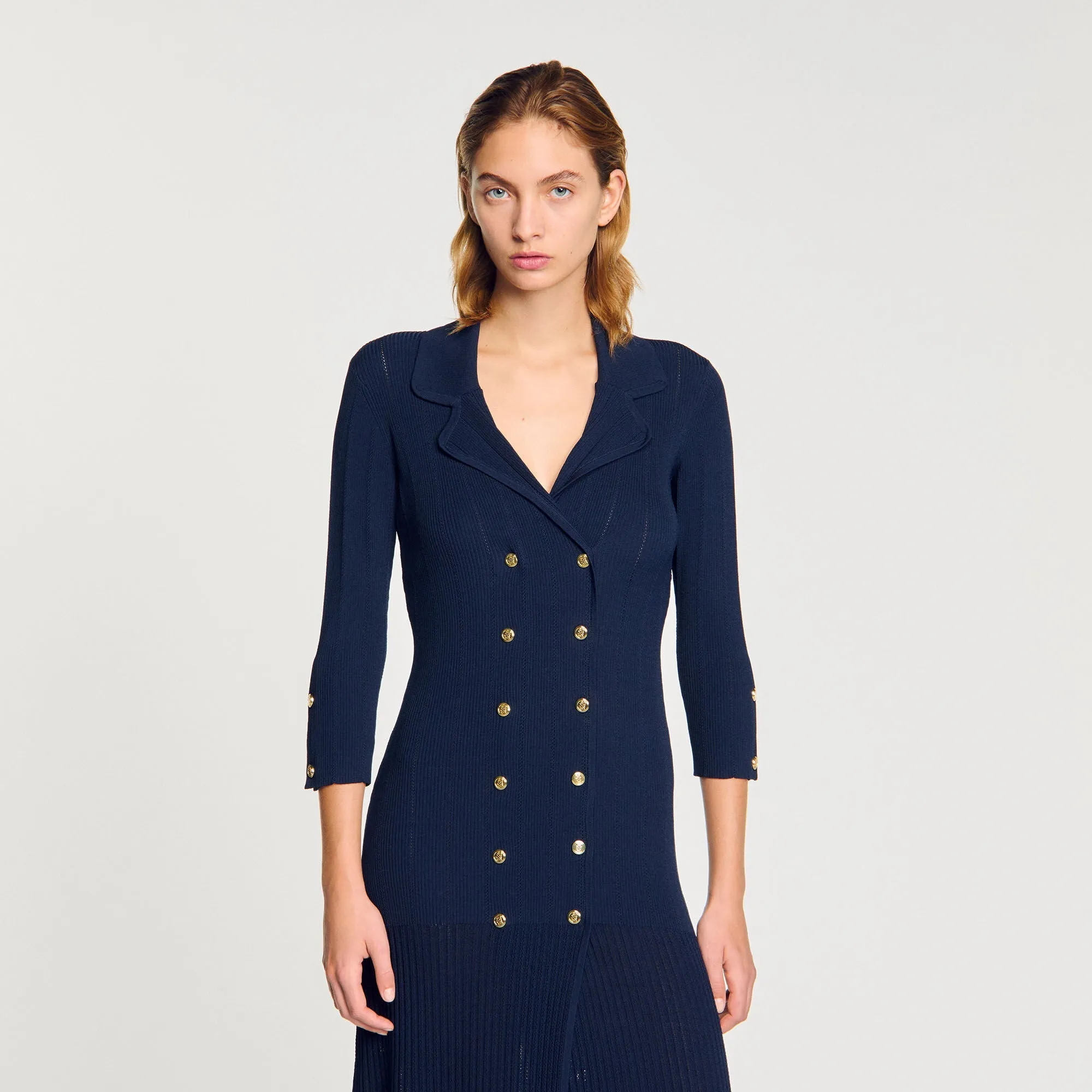 Olympe Knit Maxi Dress Navy Blue