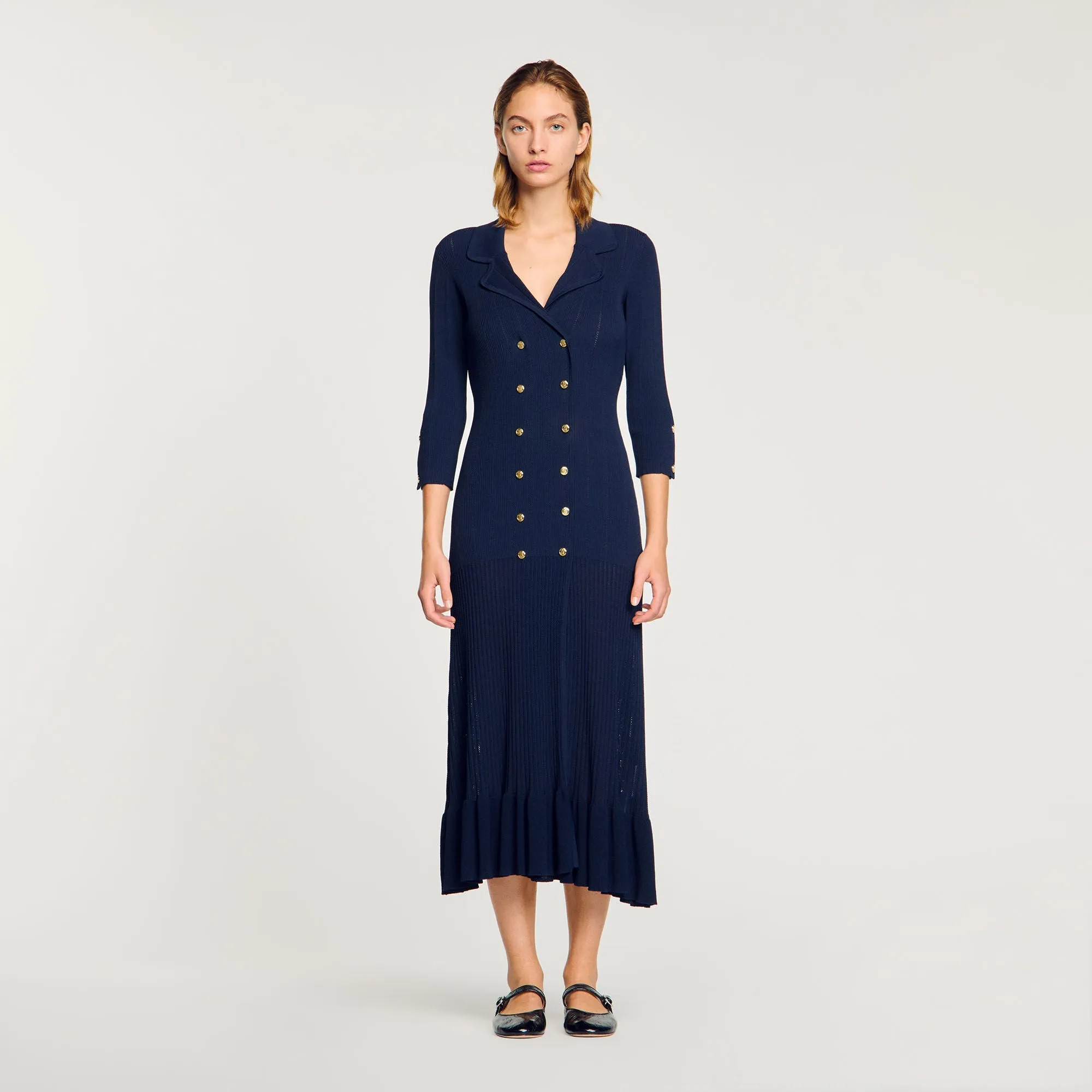 Olympe Knit Maxi Dress Navy Blue