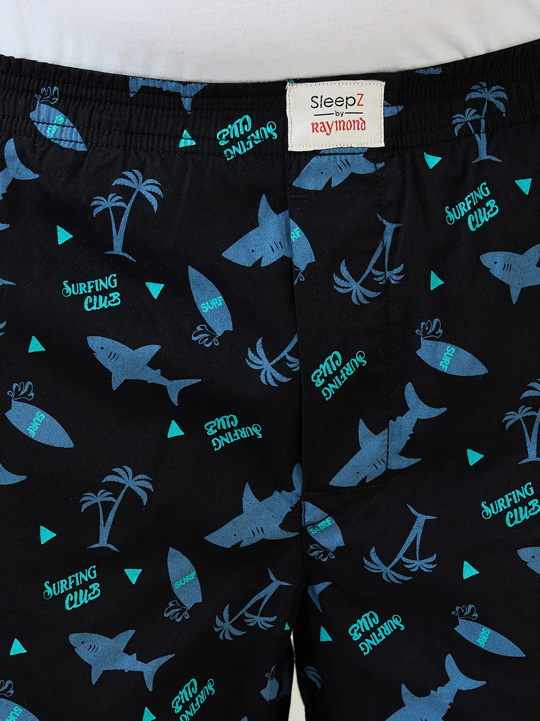 Sleepz Men Black Print Regular Fit Cotton Boxer