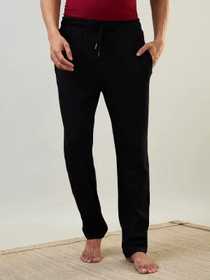 Sleepz Men Black Solid Regular Fit Cotton Blend Trackpant