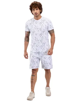 Sleepz Men Grey Print  Cotton T-shirt with Short